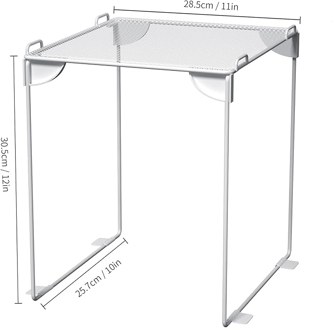 Neudeco Pack 2, Mesh Locker Shelf, Stackable Extra Tall Locker Organizer, Collapsible and Metal Mesh Build, Fits Standard Size, Suitable for School, Work, Kitchen, Bathroom (White)