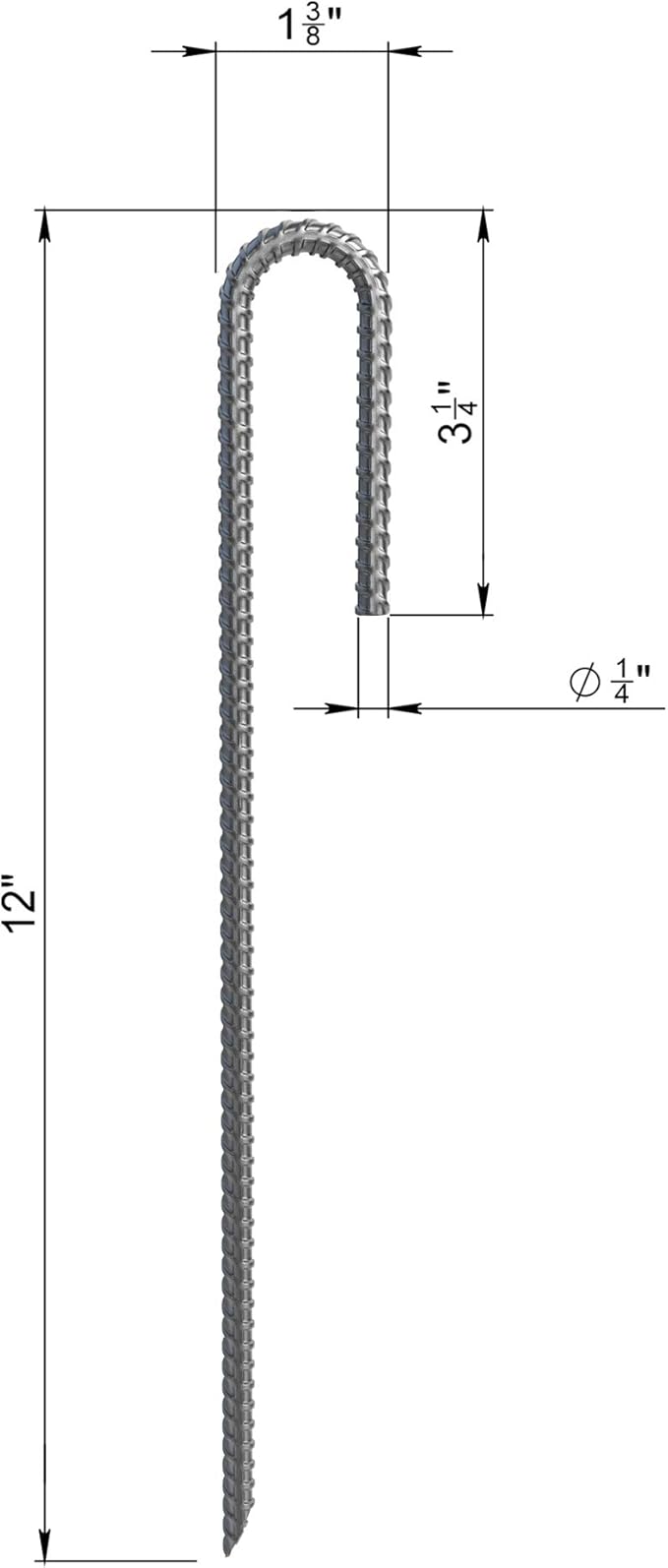 Vodaland Rebar Stakes J Hook Extra Heavy Duty 1/4 inch Coated Steel Ground Anchors with Chisel Point End (10)