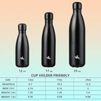 Insulated Water Bottles,12 oz Double Wall Stainless Steel Vacumm Metal Flask for Sports Travel,Midnight Black