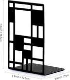 Book Ends, Bookends, Book Ends for Shelves, Bookends for Heavy Books, Book Divider Decorative Holder, Metal Heavy Duty Bookend Black 3 Pair, Abstract Art Desgin Book Stopper Supports for Office, Home