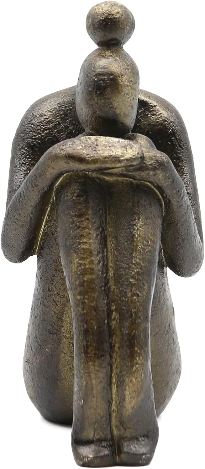 Lukitas Unique Decorative Girl Thinker Bookends, Non-Slip Book Holder, Home Office Bookshelf Decor, Creative Desktop Ornaments for Study Room Hotel Shelves, Resin, 1Pair/2Piece 6.5''