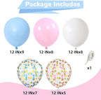 Pink and Blue Balloons 12 Inch Pastel Light Baby Blue Pink White Party Balloon with Confetti Latex Balloons for Gender Reveal Boy or Girl Princess Birthday Bridal Baby Shower Party Decorations