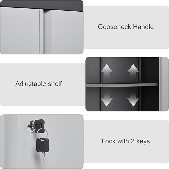 Metal Wall Cabinet,Locking Cabinet with Shelves,Wall Mounted Storage Cabinet1 for Basement,Home,Garage,Gray
