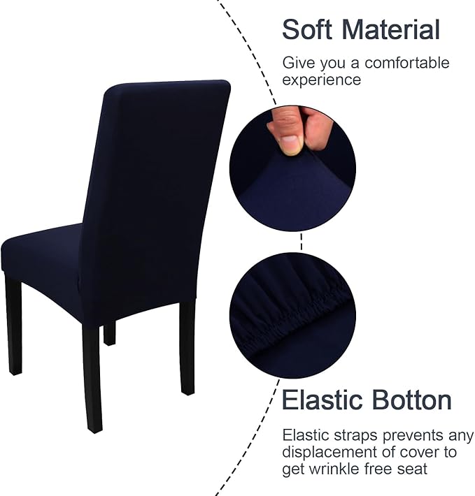 JQinHome 4 Pcs Dining Chair Slipcover, High Stretch Removable Washable Chair Seat Protector Cover for Home Party Hotel Wedding Ceremony