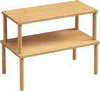 Cabinet Organizer Shelf(Set of 2),Kitchen Counter Shelves,Bamboo Stackable Expandable Spice Rack Countertop(Large)
