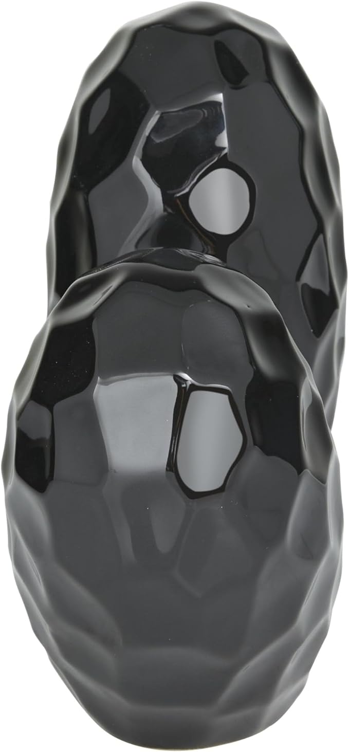 Deco 79 Porcelain Ceramic Heart Decorative Sculpture Dimensional Angled Origami Inspired Home Decor Statue, Accent Figurine 8" x 3" x 8", Black