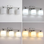 Stainless Steel Milk Glass Vanity Lights for Bathroom, 3 Light Brushed Nickel Bathroom Light Fixtures Over Mirror, Ceramic E26 Sockets Wall Mounted