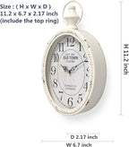 Menterry Small Retro Oval Wall Clock, Antique Old Design, White Vintage Style, Battery Operated Silent Decor Wall Clocks for Kitchen,Bedroom,Farmhouse,Bathroom (11.2" H x 6.7" W)