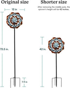 Solar Wind Spinner, Outdoor Metal Wind Spinners with Light, Windmill Decor for Yard Garden, Ideal Gifts for Birthday, Housewarming, Mother's Day, Christmas (13" W x 74" H)