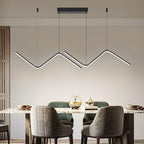 LED Modern Linear Pendant Lights, Dimmable LED Hanging Chandelier Fit Dining Room Kitchen Island, 3000K-6000K with Remote Contro Bright Light Fixture (Black, 47.2IN)