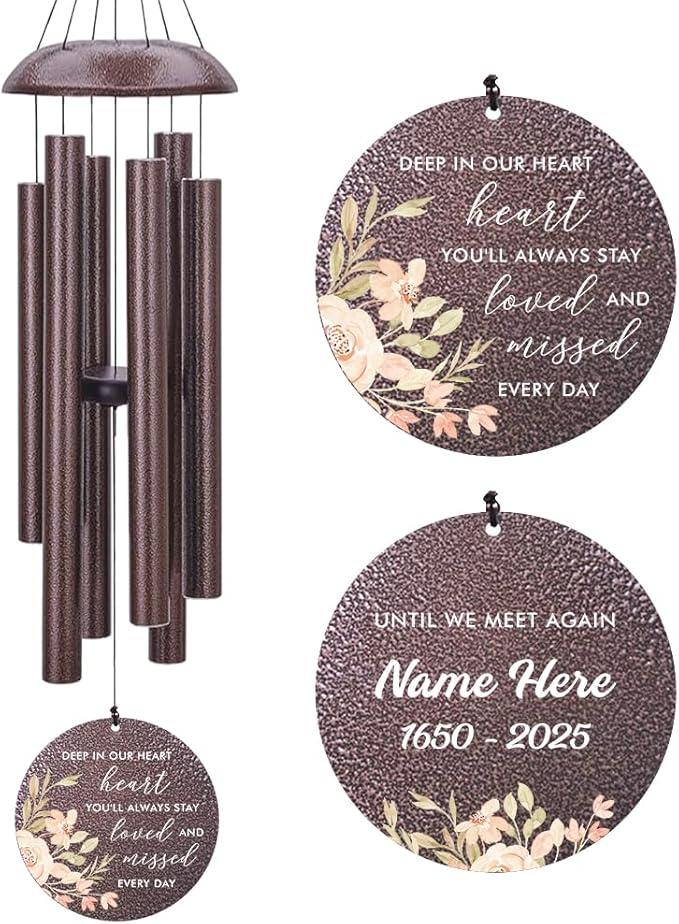 Personalized Wind Chimes, Sympathy Wind Chime, in Loving Memory for Loss of Loved Dad/Mom, Metal Large Memorial Condolences Gifts, Remembrance Wind Chimes for Loss of Loved One
