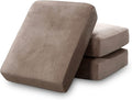 PrinceDeco Velvet Stretch Couch Cushion Cover Soft Cushion Slipcover for Chair Loveseat Sofa Furniture Protector Seat Cushion Sofa Cover (Each Width Up to 29.5", Taupe)