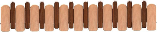 Wall Mounted Piano Key Hanger | Flip Style Hook | Entrance Wall Art Hook, Made of Oak Wood (3 Times Painted, 4 Times Polished) (Arc Walnut-Beech, 10Hooks)