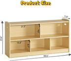 2-Tier Wood Montessori Cabinet for Kids, Toddler Room Book Shelves Toy Organizers and Storage, Small Book Shelf Storage for Baby Children, Furniture of Classroom, Nursery, Playroom