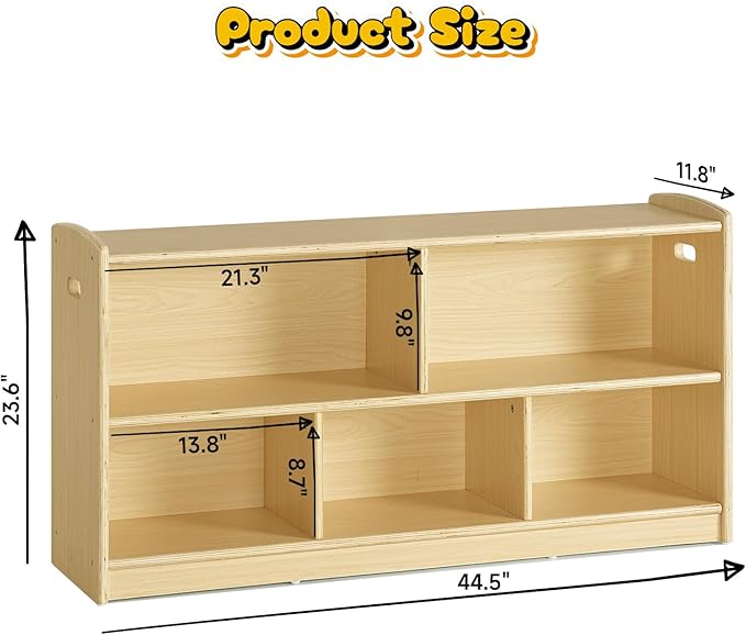 2-Tier Wood Montessori Cabinet for Kids, Toddler Room Book Shelves Toy Organizers and Storage, Small Book Shelf Storage for Baby Children, Furniture of Classroom, Nursery, Playroom