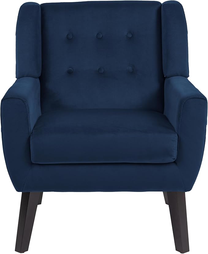 UIXE Accent Chair, Velvet Upholstered Armchair for Living Room, Modern Club Arm Chairs Comfy Single Sofa Button Tufted Bedroom Reading Seat - Royal Blue, Set of 1