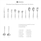 KEAWELL Premium 20/45/65 Piece Louis Hammered Silverware Set with Squared Edge, 18/10 Stainless Steel, Service for 4/8/12, Fine Flatware Set, Dishwasher Safe (65)