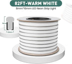 GZBtech Flexible LED Neon Rope Lights 82FT,AC 110-120V Waterproof Strip Light, 120 LEDs/M Cuttable Connectable Neon Lighting for Indoor Outdoor Home Decor/Commercial Building Use-Warm White 25M