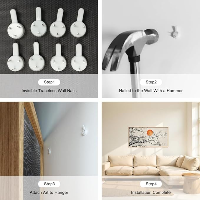 Celestdeco Large Vintage Tree Branch Framed Canvas Wall Art Set, Retro Tree Drawing Wall Decor, Nature Botanical Wall Painting, Neutral Landscape Art Print for Living Room, Bedroom, Office - 20"X40"x1