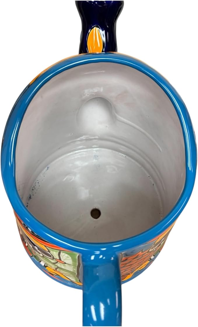 Talavera Watering Can Planter Large Flower Pot Large Mexican Pottery Folk Art Hand Painted Home Decor Garden Ceramic Handmade Multicolor 15" (Multi 3)