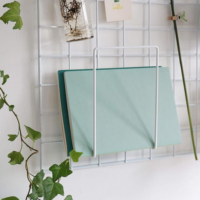 FRIADE Wall Grid Panel Hanging Basket with Hooks,Bookshelf,Display Shelf,Wall Organizer and Storage Shelf for Home Supplies,1 Set of 3 (White)
