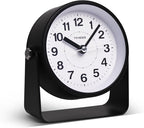 Analog Alarm Clock, Silent Non-Ticking Quartz Movement, Battery-Operated with Snooze & On-Demand Light, Easy to Set Gentle Wake Bedside Desk Clock, Ideal for Home, Travel, Office (Black)