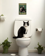 ALKB Bathroom Tuxedo Cat Sign - Remember to Wipe - Cat Lover Gift 8x12 Inch Vintage Metal Sign for Bathroom Decorations