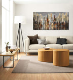 Wall Decorations Framed Large Cityscape New York Wall Decor Canvas Prints Abstract Brown City Theme Paintings Modern Canvas Wall Art for Living Room Bedroom Big Size 29x58