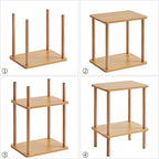 IBUYKE 2-Tier Side Table, Solid Wood Tall End Table with Storage Shelves, Nightstand Bedside Table for Living Room Bedroom Office, No-Tool Assembly, Natural UWST002N
