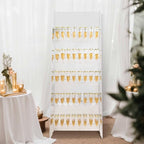 Tableclothsfactory Silver Mirror Finish 5-Tier Wine Glass Stemware Rack, 40 Champagne Flute Holder Foam Board Wall Stand - 5ft