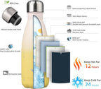 Insulated Water Bottles,12 oz Double Wall Stainless Steel Vacumm Metal Flask for Sports Travel,Lemon
