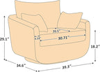 360° Swivel Accent Armchair, 39.3" Oversized, Sherpa Boucle Fabric Sofa Chair with Removable Back & Arm Pillows, Swivel Chair with Cozy Soft Padded, No Assembly Required (1, Camel)