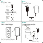 BESTILL Garbage Disposal Air Switch Kit - Brushed Gold Garbage Disposals Button, 3.6” Long Sink Top On/Off Push Button for Waste Disposer, Brass Made Cover, UL Listed, Compatible with all Disposers