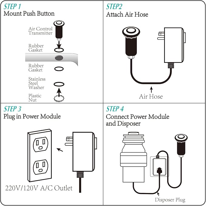 BESTILL Garbage Disposal Air Switch Kit - Brushed Gold Garbage Disposals Button, 3.6” Long Sink Top On/Off Push Button for Waste Disposer, Brass Made Cover, UL Listed, Compatible with all Disposers