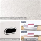 PRANDOM Collapsible Storage Bins with Lids [3-Pack] Leather Fabric Foldable Storage Boxes Organizer Containers Baskets Cube with Cover for Bedroom Closet Office Nursery White (14.9x10.8x10)