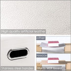 PRANDOM Foldable Storage Bins with Lids [5-Pack] Leather Fabric Collapsible Storage Boxes Organizer Containers Baskets Cube with Cover for Bedroom Closet Office Nursery White (14.9x10.8x10)