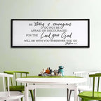 Be Strong And Courageous Sign Bible Verse Framed Wall Art, 32''×12'' Rustic Religious Christian Proverbs 3:5-6 Sign, Horizontal Holy Inspirational Catholic Scripture Decor