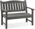 Psilvam 2-Person Outdoor Memorial Bench, All-Weather Poly Lumber Garden Bench, Rot-Resistant Outdoor Patio Bench for Park,Porch,and Church(Grey)