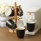 vicrays Coffee Mug Set, 11 Ounce, Set of 6, Ceramic Mug for Men, Women, Unique Glazed Mugs with Handle for Coffee, Tea, Milk, Cocoa, Cereal(Black with Golden)