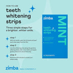 Zimba Teeth Whitening Strips Vegan Whitening Strip Enamel Safe Teeth Whitening Hydrogen Peroxide Teeth Whitener for Coffee, Wine, Tobacco, and Other Stains, 28 Strips (14 Day Treatment), Mint