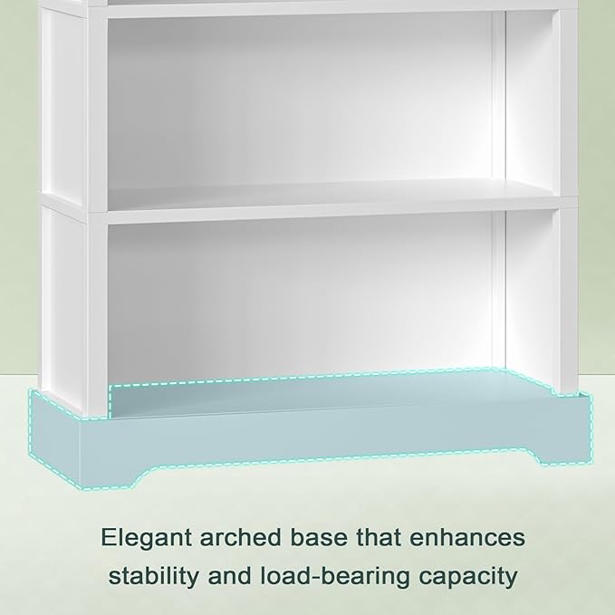 TVU 5-Shelf Wood Bookcase, 65 Inch Tall Bookshelf with Storage, Floor Standing Display Book Shelf，for Living Room Bedroom Study Office, White