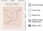 Poster Master Vintage Poster - Retro One Line Hummingbird Drawing Print - Bird Line Art - Minimal Gift for Him, Her, Animal Lover - Abstract Decor for Home, Office - 8x10 UNFRAMED Wall Art