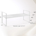 Hole Pattern Expandable Shelf Organizer,2Pack 10.2" Wide Easy to Assemble Cabinet Organizer Shelf, 16.5~27.1" Adjustable Height&Stackable Spice Organization for Cupboard, White