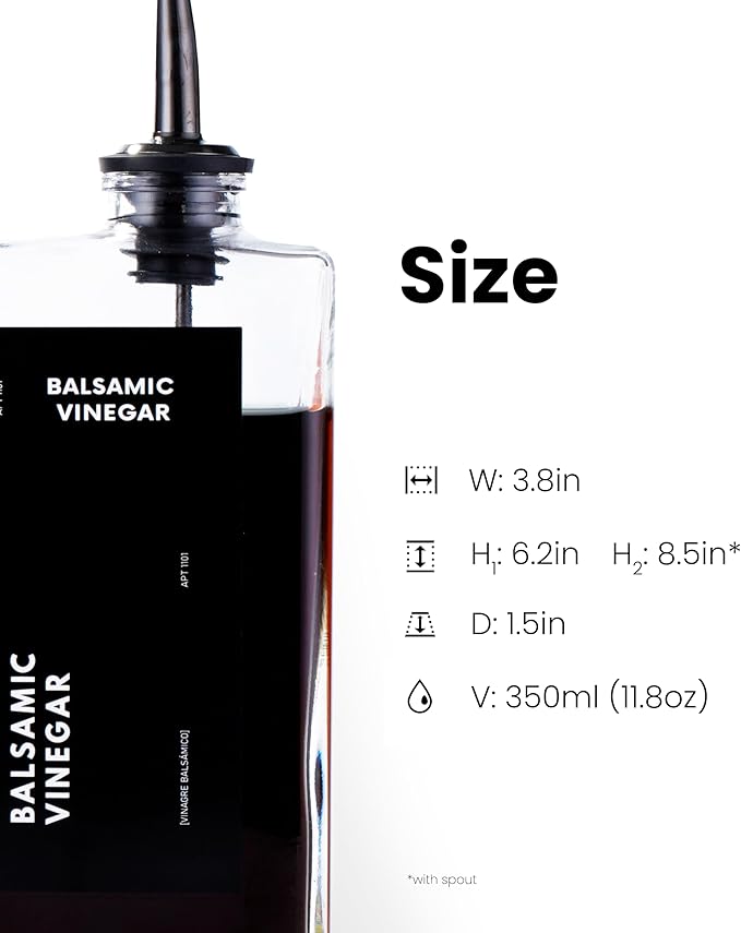 Olive Oil Dispenser for Kitchen, Cooking Oil and Vinegar Dispenser Set, Olive Oil Bottle, Soy sauce dispenser, coffee syrup bottles - 2 pcs, Black