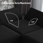 Belffin Modular Sectional Arm Accent Chair with Storage Seat Velvet Armchair Single Sofa Club Chair Black