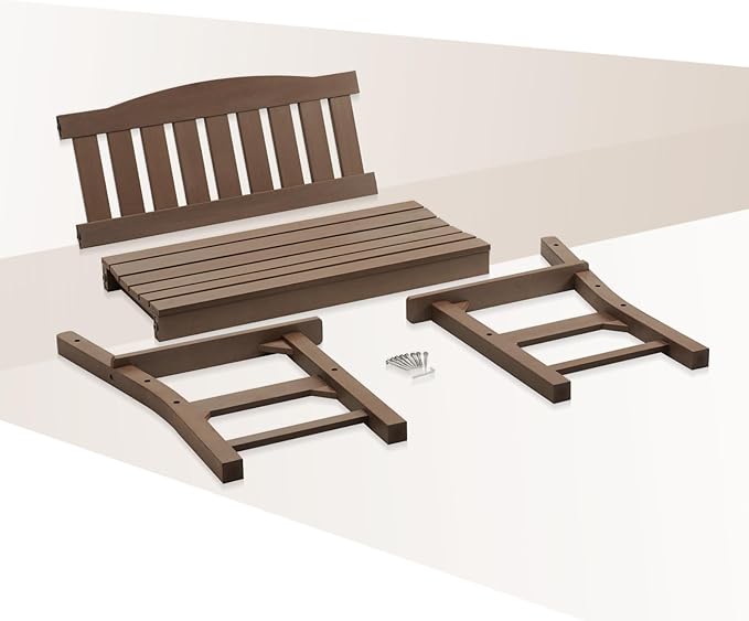 Psilvam 2-Person Outdoor Memorial Bench, All-Weather Poly Lumber Garden Bench, Rot-Resistant Outdoor Patio Bench for Park,Porch,and Church(Brown)