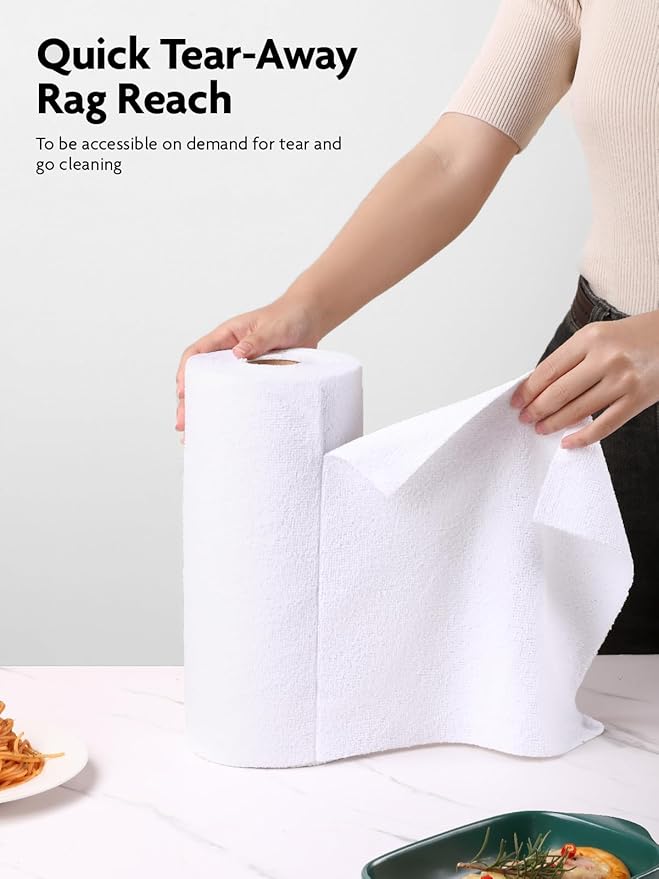 Fantasticlean Microfiber Cleaning Cloth Roll -40 Pack, Tear Away Microfiber Towels, 12" x 12", Reusable, Washable, Scratch Free, Ultra Absorbent Dish Rags for Car, Home, Garage or Shop (White)