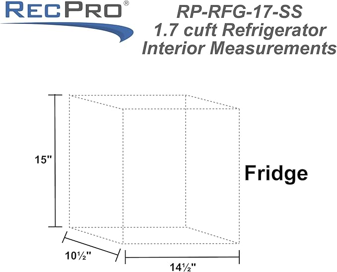 RecPro 1.7 Cu Ft 12V RV Refrigerator | Compact Fridge with Reversible Door, 2L Bottle Door Storage, 7 Temp Settings | Eco-Friendly R600A, Leveling Feet, Wire Shelf | 19.5”H x 17.5”W x 19.8”D