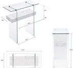 ivinta Glass Console Table with Storage, 31.5'' Modern Narrow Sofa Table with Storage Shelves for Living Room, Hallway, Foyer, Bedroom 5103 (White)
