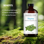 Majestic Pure Thyme Essential Oil with Glass Dropper - Huge 4 Fl Oz - 100% Pure and Natural Thyme Oil - Premium Grade Essential Oils for Diffuser, Aromatherapy, Soap and Candle Making